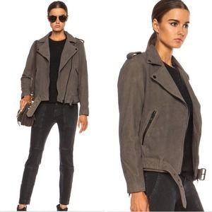 Current Elliot The Prospect Leather Biker Jacket in Castle